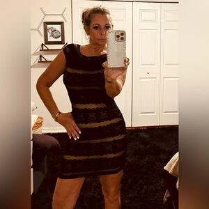 Black with tan slip dress